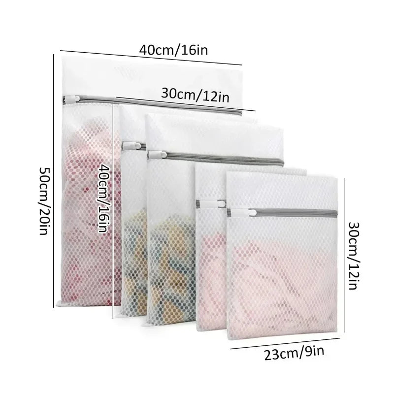 Durable Mesh Laundry Bags 5Pcs - Honeycomb Wash Organizer